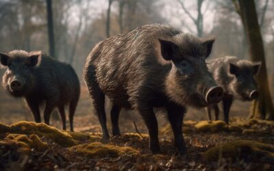 Wildschweine jagen Spaziergänger auf Baum